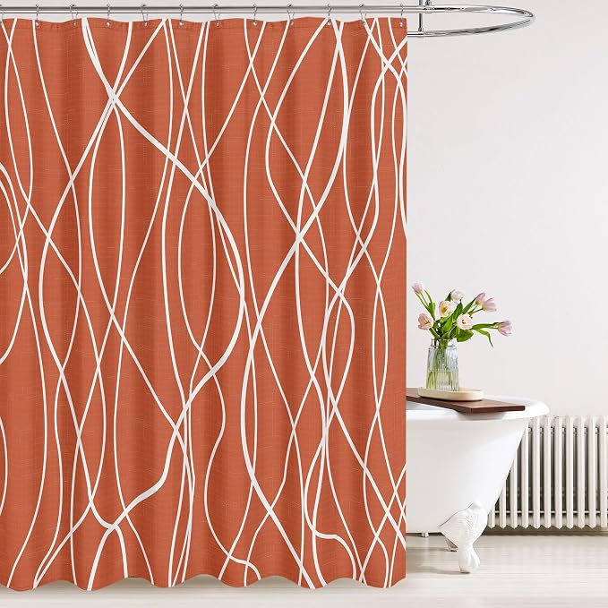 Tititex Morden 140gms Faux Linen Fabric Bath Shower Curtain Set Textured Fabric by Tititex