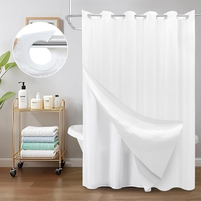 Inhousolu No Hook Waffle Weave Shower Curtain - Image 8