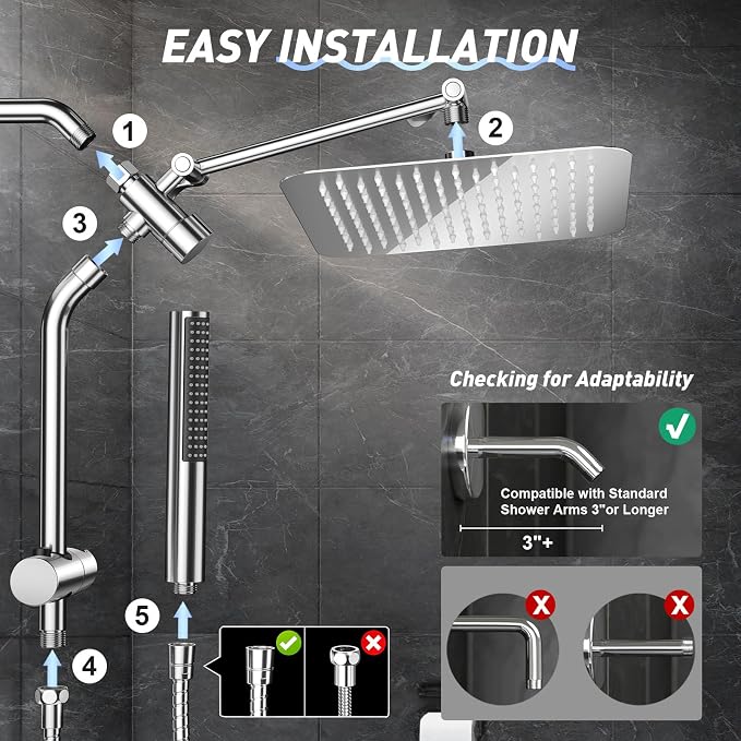 Veken 10'' All Metal Rain Shower Head - Image 7