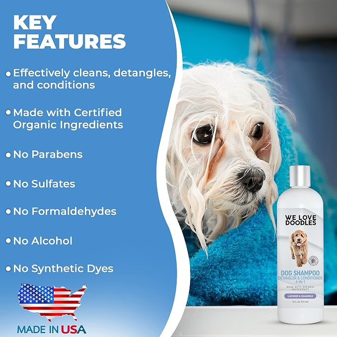 We Love Doodles 2 PACK Pet Rubber Bath Brush and Dog Shampoo - Image 6