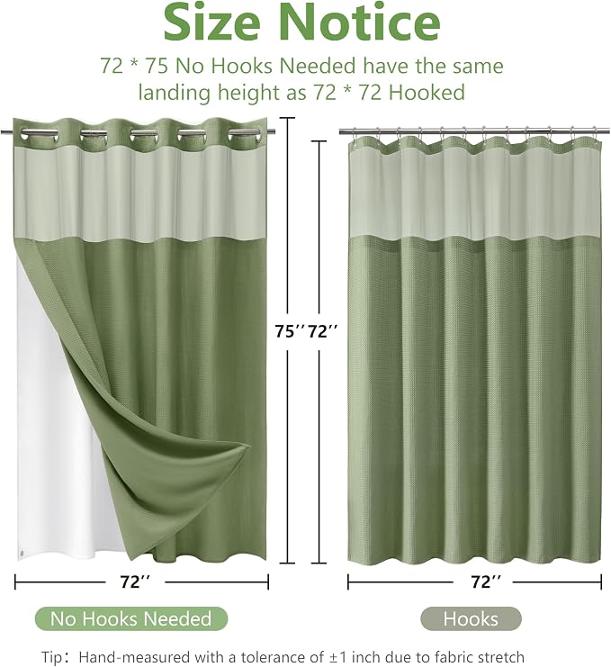 No Hook Waffle Weave Shower Curtain Set - Image 2