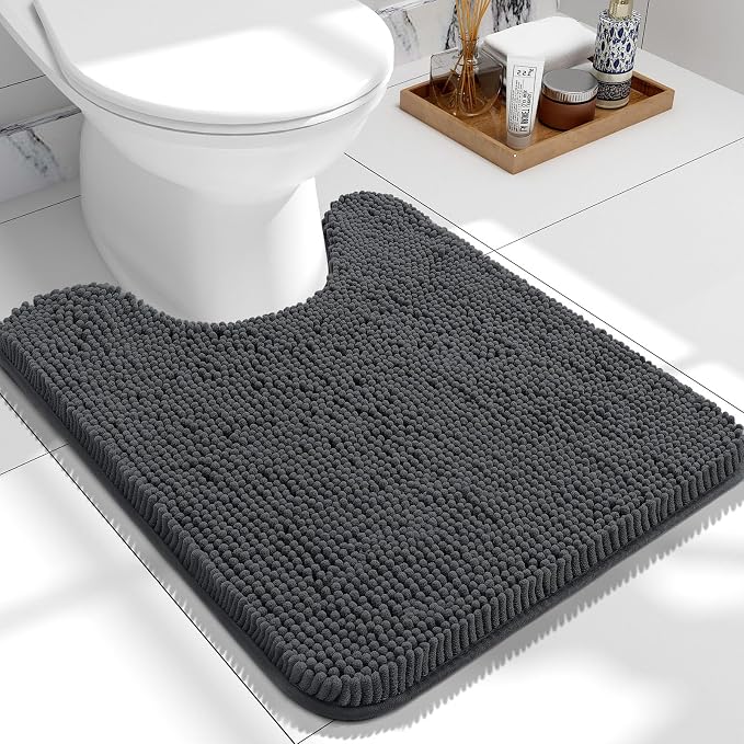 OLANLY Toilet Rugs U-Shaped 24x20, Extra Soft Absorbent Chenille Contour by OLANLY