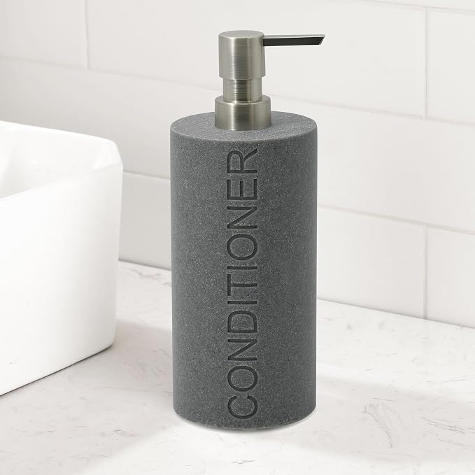 Resin Neutral Gray Sandstone Conditioner Engraved Bottle Refillable Pump - Image 6