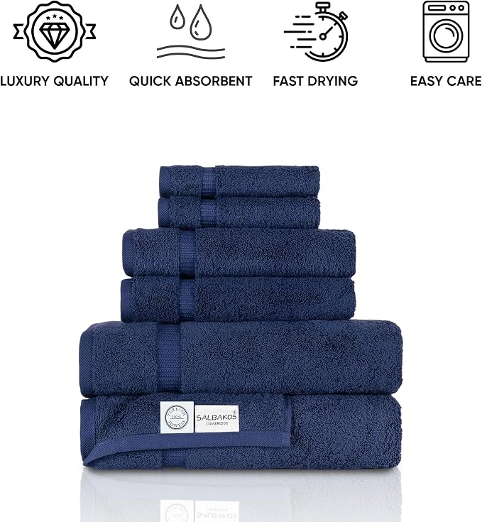 SALBAKOS - Luxury 6 Piece Towel Set, 100% Turkish Cotton, Quick Drying - Image 7
