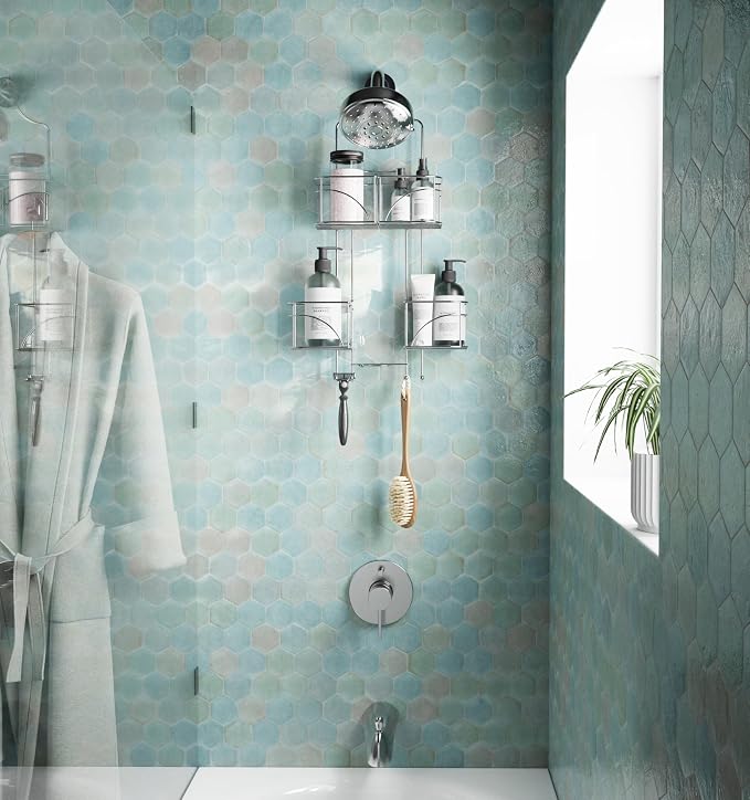 Zenna Home Shower Caddy Hanging Bathroom Organizer, Steel Shower Shelves - Image 2
