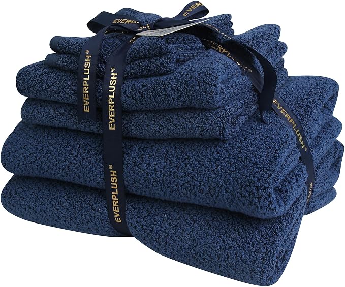 Everplush Diamond Jacquard 6 Pieces Bath Towel Set, Luxury Super Soft Oversized - Image 2