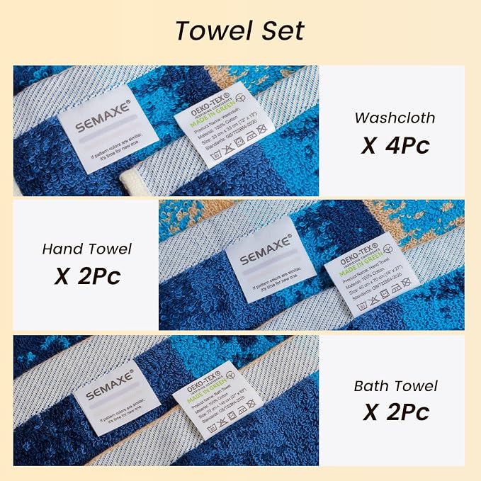 SEMAXE 18-Pack Bath Towel Set Include 6 Bath Towels, 6 Hand Towels, 6 Wash - Image 3