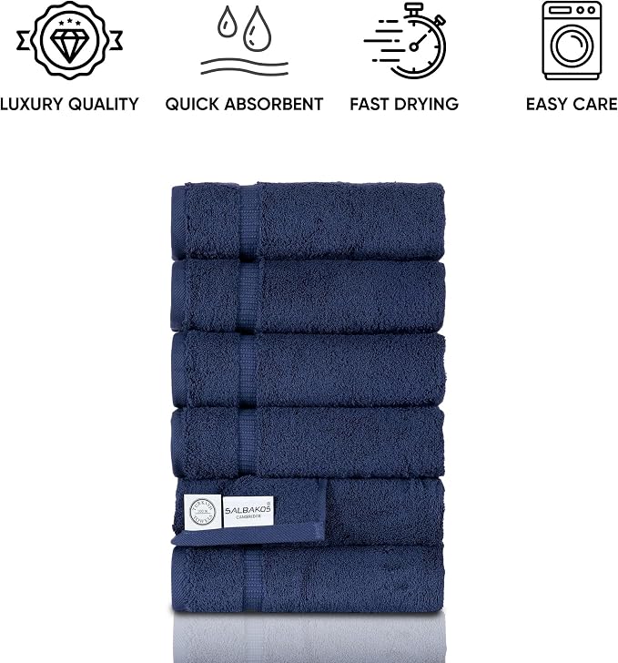 SALBAKOS 100% Turkish Cotton Hand Towel Set of 6 16x30 inch | Heirloom Quality - Image 5