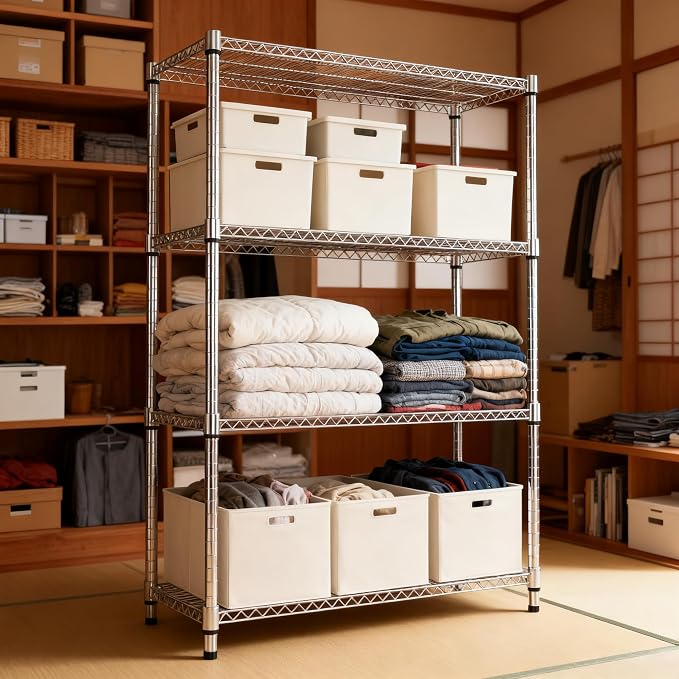 4 Tiers Shelf Metal Storage Shelves 2640 lbs Steel Storage Shelving Utility - Image 6