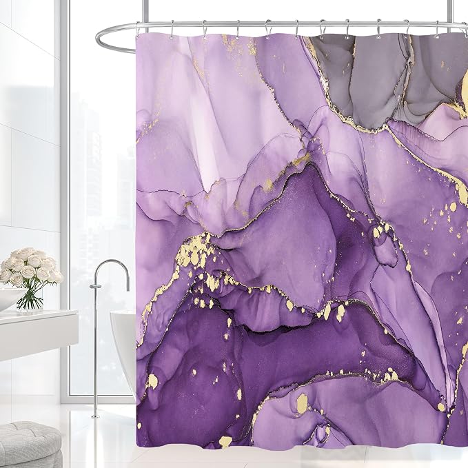 Long Shower Curtain 72 x 78 Inch, Tall Abstract Marble Shower Curtains - Image 2