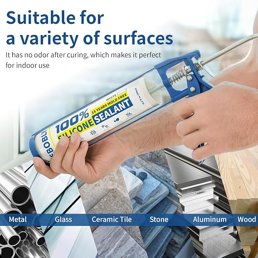 White Silicone Caulk & Sealant, 100% Waterproof Silicone Sealant Caulking - Image 3