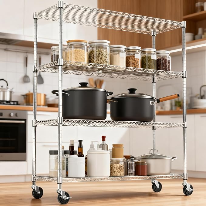 4 Tiers Shelf 1400 lbs Steel Storage Shelving Utility Shelving Unit Steel - Image 2