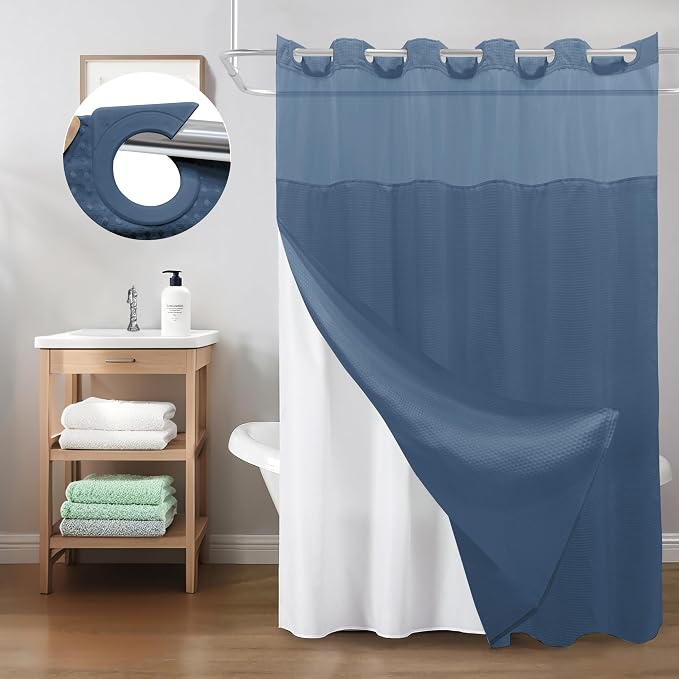 Inhousolu Long No Hook Shower Curtain - Image 8