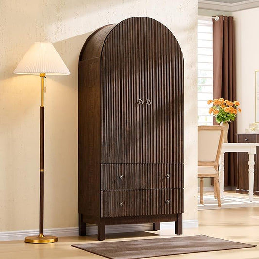 71" Tall Arched Pantry Cabinet, Fluted Kitchen Storage Cabinet by IFGETEnrichYourLivingSpace