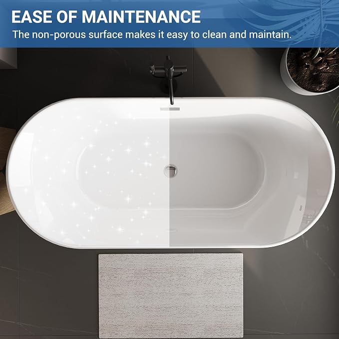 67" Acrylic Freestanding Bathtub, Contemporary Soaking Tub, CUPC Certified - Image 4