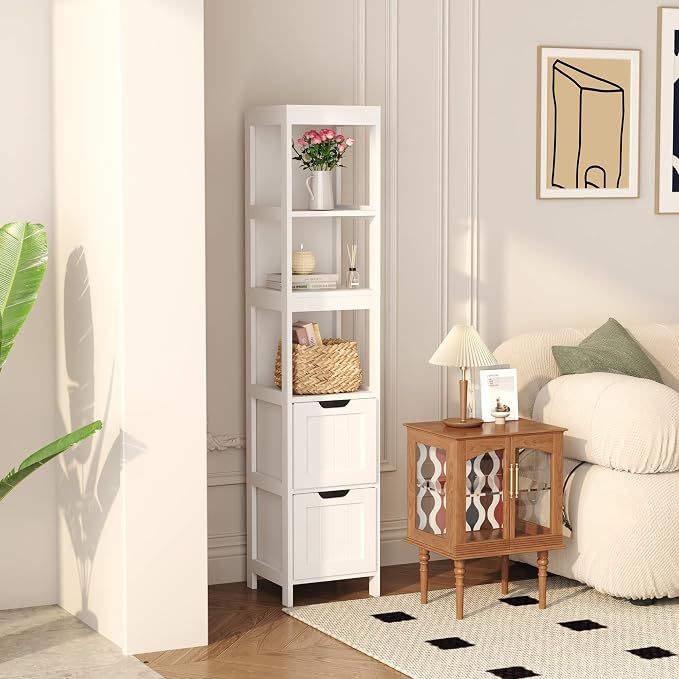 HOMEFORT Bathroom Storage Cabinet, Slim Tall Cabinet, Narrow Floor Cabinet - Image 4