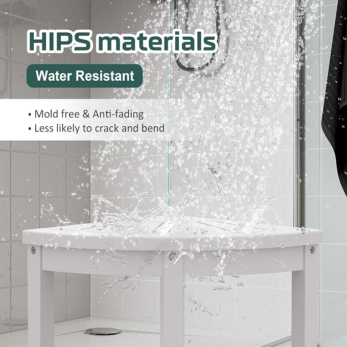 Waterproof Corner Shower Stool for Inside Shower, Poly Lumber Shower Bench Seat - Image 6