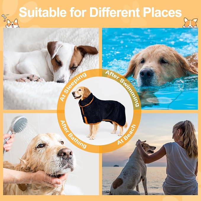 Bienbee Dog Bathrobe, Quick Drying Super Absorbent Dog Robes - Image 6