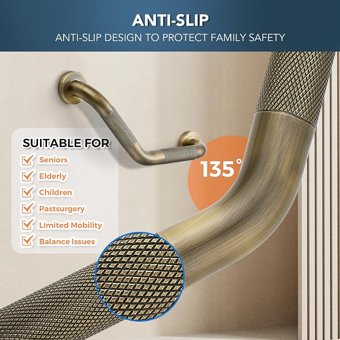 Grab Bars for Bathtubs and Showers- 1-1/4 x 16 Angled Shower Grab Bar for - Image 5