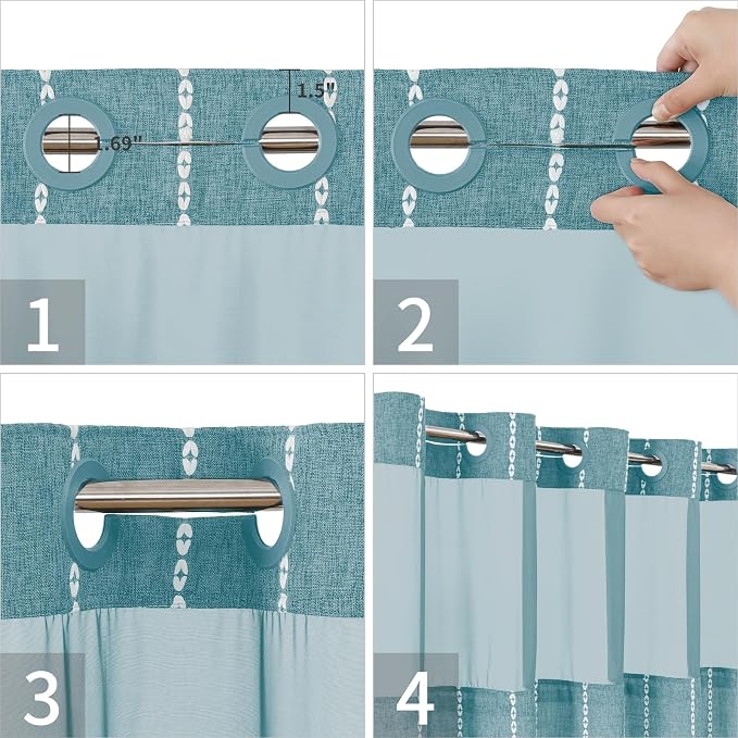 No Hook Extra Long Shower Curtain Set - Image 5