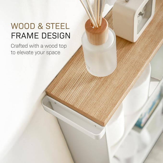 YAMAZAKI Home Slim Rolling Storage Cart – Narrow Bathroom Storage Cabinet - Image 7