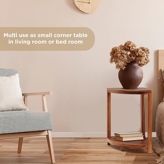 HOLANA 18" Wood Corner Shower Bench & Corner Shower Stool - Image 6