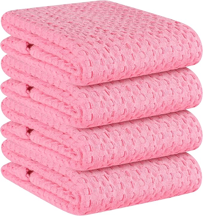Native Fab 100% Cotton Premium Waffle Kitchen Towels, 4 Pack, Super Absorbent by NativeFab