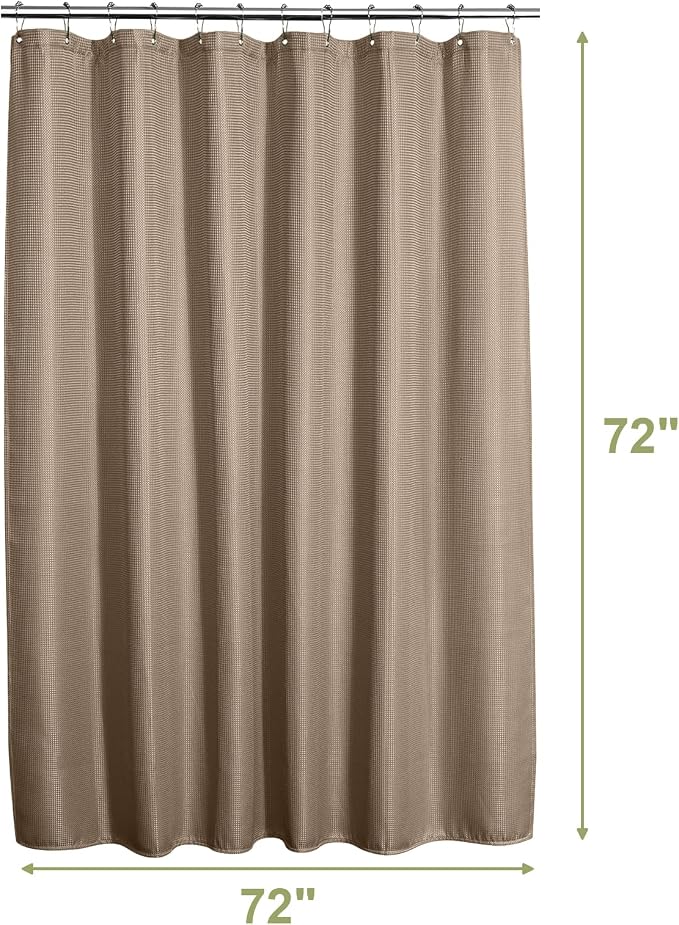 AmazerBath Taupe Shower Curtain Waffle Textured, Fabric Shower Curtain Tan - Image 8