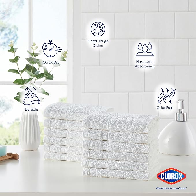 Clorox Bleach Friendly, Quick Dry, 100% Cotton Washcloths, Highly Absorbent - Image 4