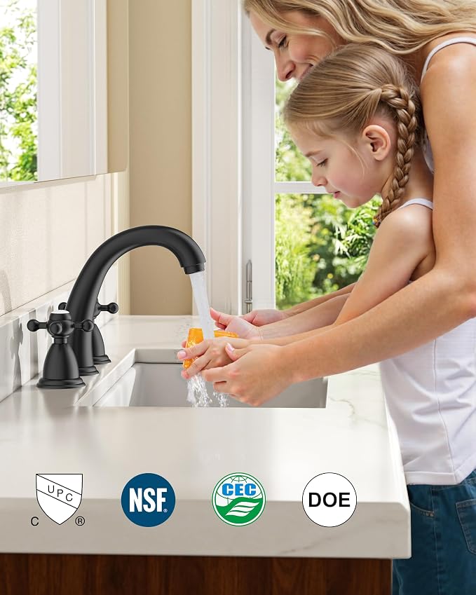 FORIOUS Bathroom Sink Faucet 8 Inch, Matte Black Bathroom Faucet 3 Hole - Image 6