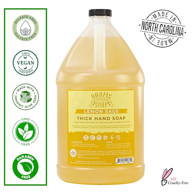 Adams Handmade Soap Thick Organic Castile Liquid Hand Soap 1 Gallon Refill - Image 2