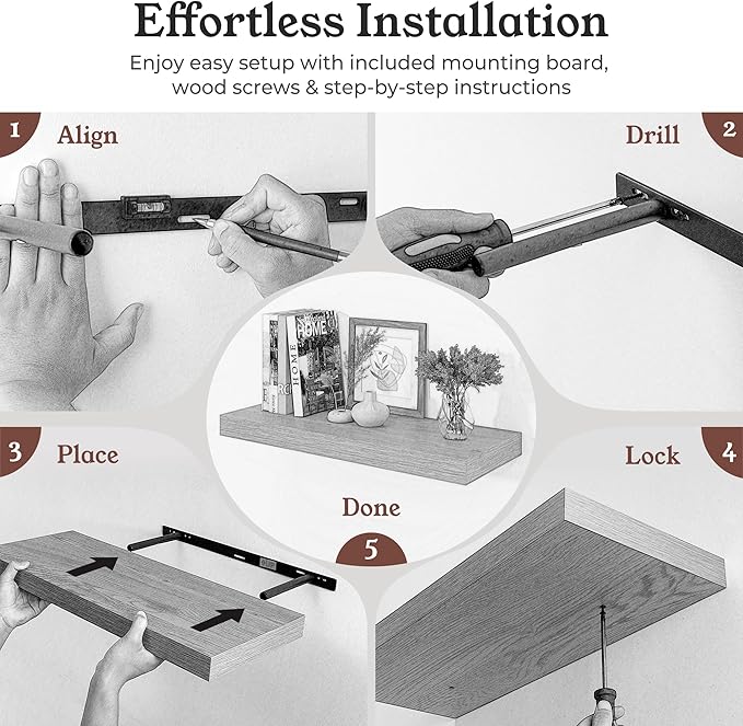 Floating Shelves for Wall, 7.9" Deep Wall Mounted Wood Shelves for Bathroom - Image 7
