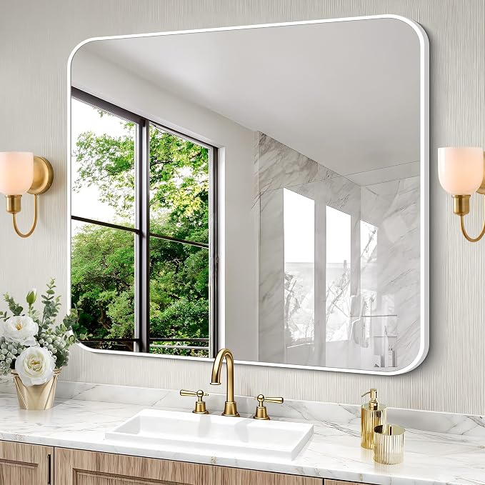 BONEWEI White Bathroom Mirror, 36x40 inch Wall Mirror - Image 2