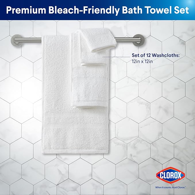 Clorox Bleach Friendly, Quick Dry, 100% Cotton Washcloths, Highly Absorbent - Image 2