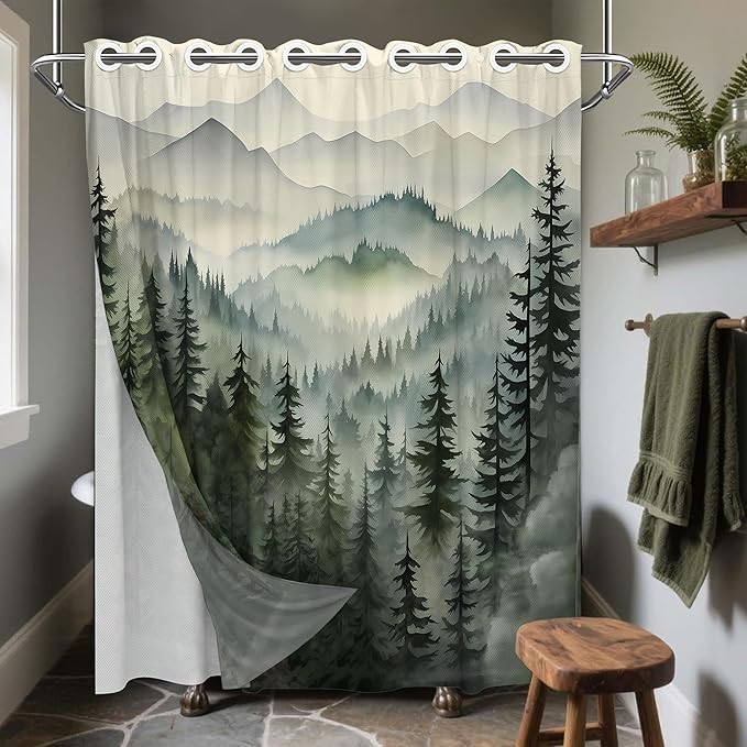 Forest Hookless Shower Curtain by soeeao