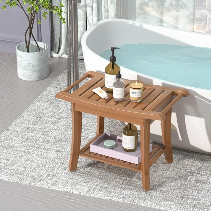 Bamboo Shower Stool Bench Waterproof - Image 7