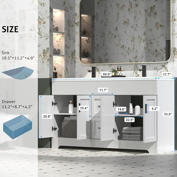 eclife 60" Bathroom Vanities Sink Combo - Image 3