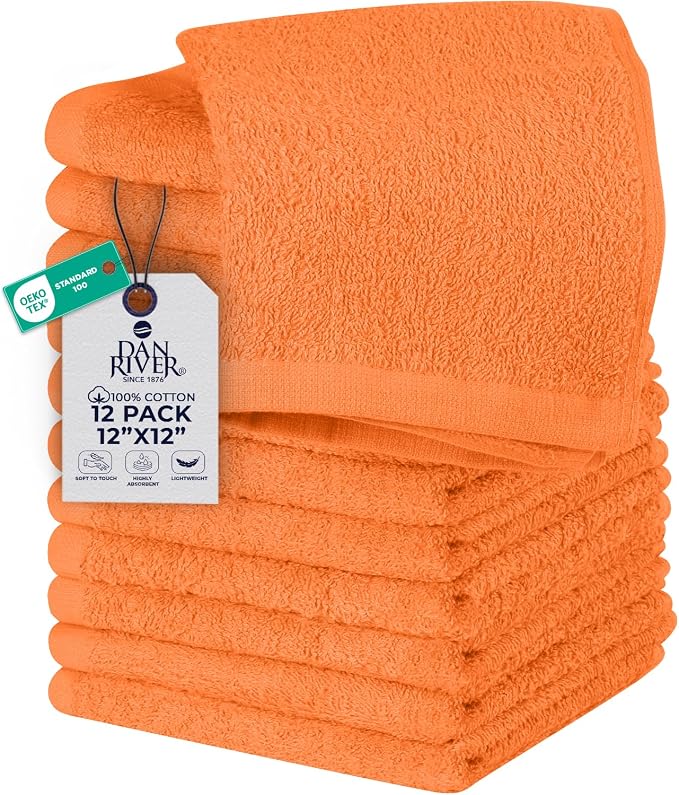 DAN RIVER 12 Pack Wash Cloths for Showering by DanRiver