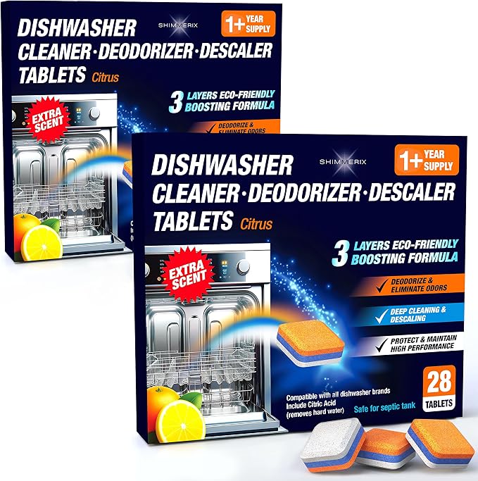 Dishwasher Cleaner Deodorizer Descaler Tablets by SHIMMERIX