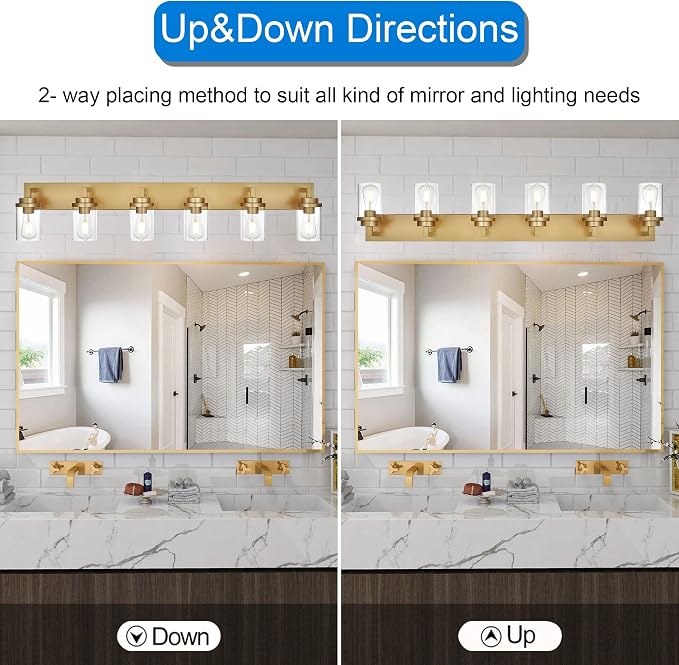 MELUCEE 6-Light Vanity Lights for Bathroom 45.3 Inches Length, Modern Bathroom - Image 3