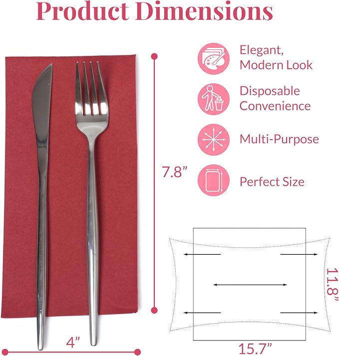 Prestee Red Napkins for Table - Image 3