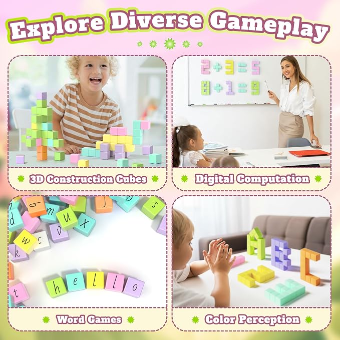 65 PCS Magnetic Blocks Set, STEM Educational Preschool Sensory Toys - Image 6