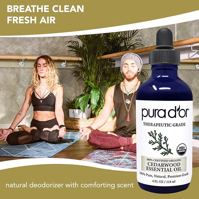 PURA D'OR Organic Cedarwood Essential Oil 100% Pure & Natural Therapeutic Grade - Image 4