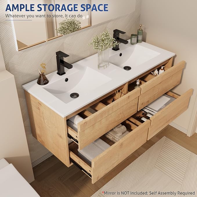 eclife 48" Floating Bathroom Vanity Sink Combo, Wall Mounted Modern Minimalist - Image 5