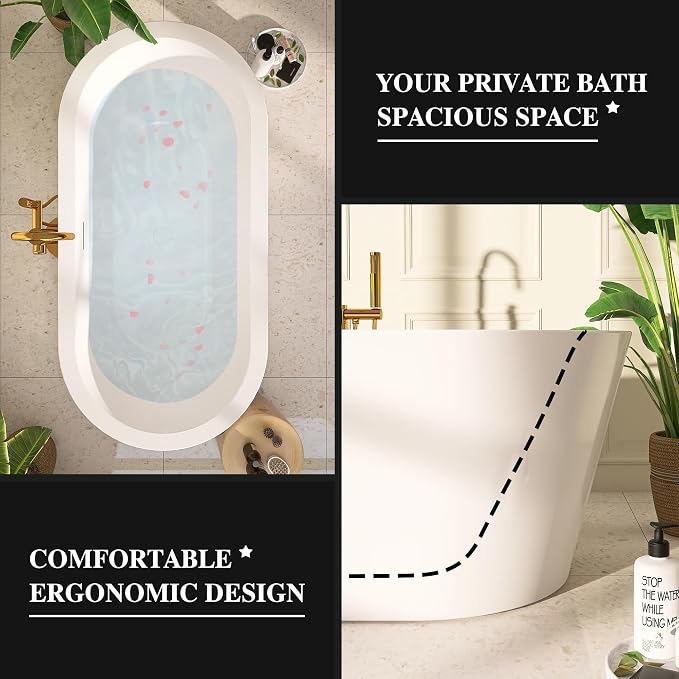 64" Acrylic Freestanding Bathtubs, Stand Alone Tub, Soaking Tubs - Image 3