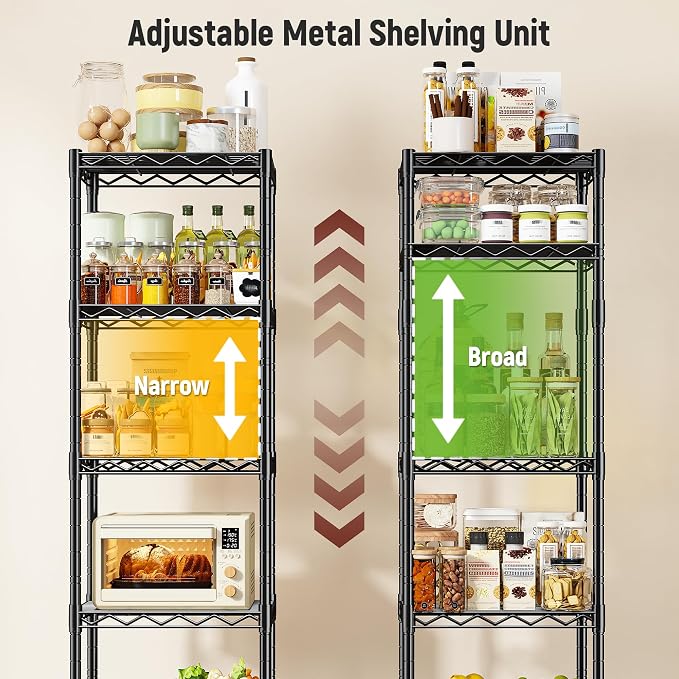 5 Tier Metal Shelving Unit Wire Shelving, Storage Rack - Image 6