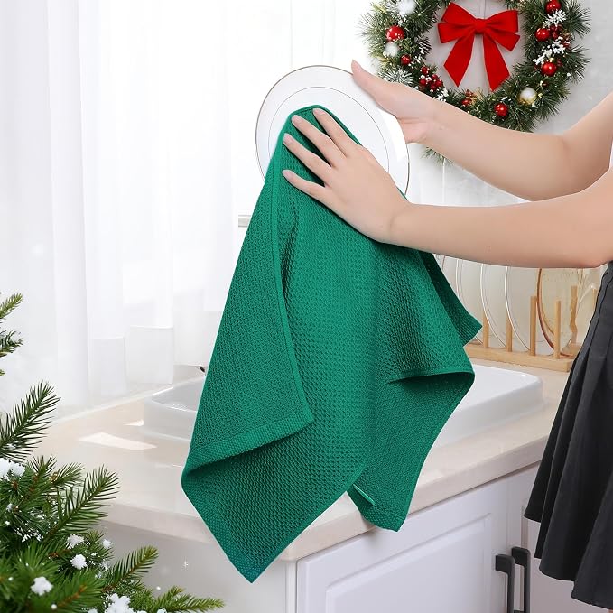 Homaxy 100% Cotton Waffle Weave Kitchen Dish Towels, Ultra Soft Absorbent Quick - Image 4