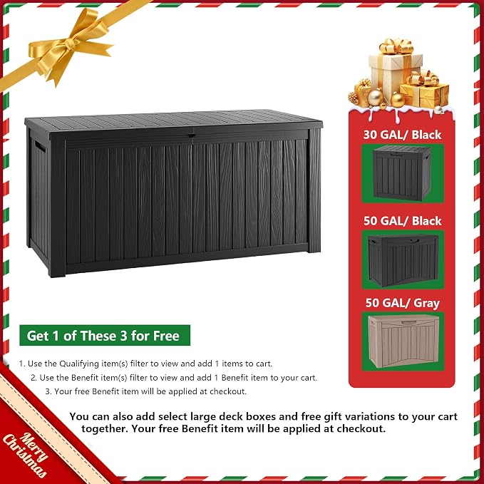 TARKARI 270 Gallon Lockable Resin Deck Box, Waterproof & UV-Resistant Outdoor - Image 2