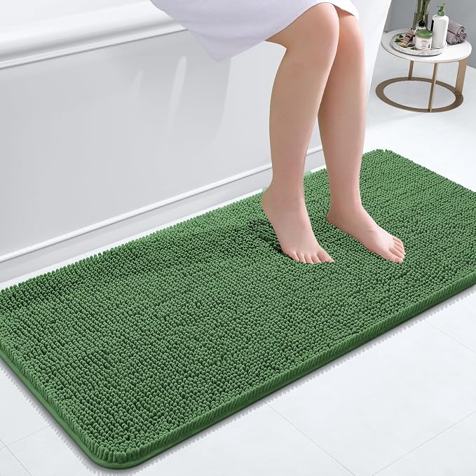 OLANLY Bathroom Rugs 47x20, Extra Soft Absorbent Chenille Bath Rugs, Rubber by OLANLY