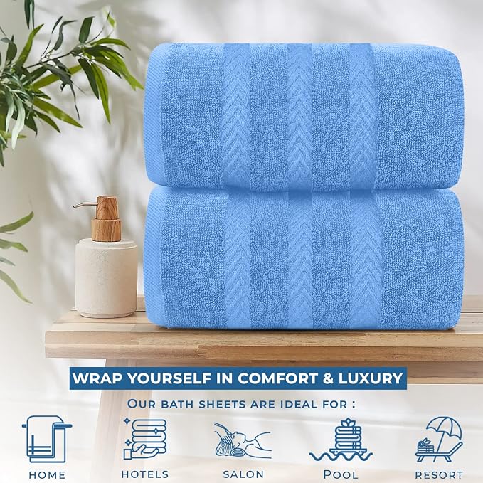 DAN RIVER 2 Pack Luxury Bath Sheets 35x70, 600 GSM, Soft & Quick Dry 100% Ring - Image 6